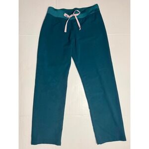 FIGS Technical Collection Teal Blue Scrub Pants Womens Small Pink Drawstring
